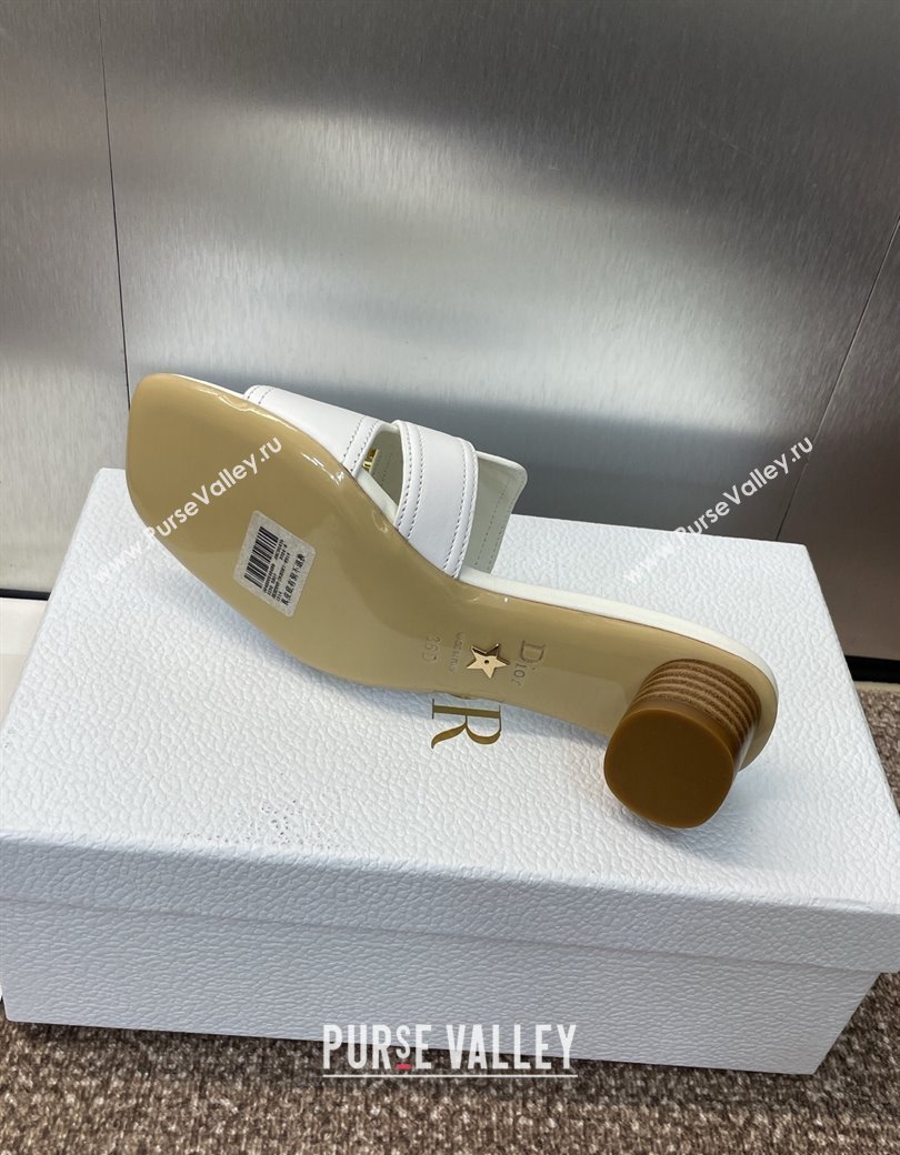 Dior 30 Montaigne Heel Slides Sandal 4.5cm in Calfskin Leather White 2025 DR082205 (JC-250822095)