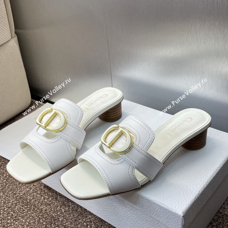 Dior 30 Montaigne Heel Slides Sandal 4.5cm in Calfskin Leather White 2025 DR082205 (JC-250822095)