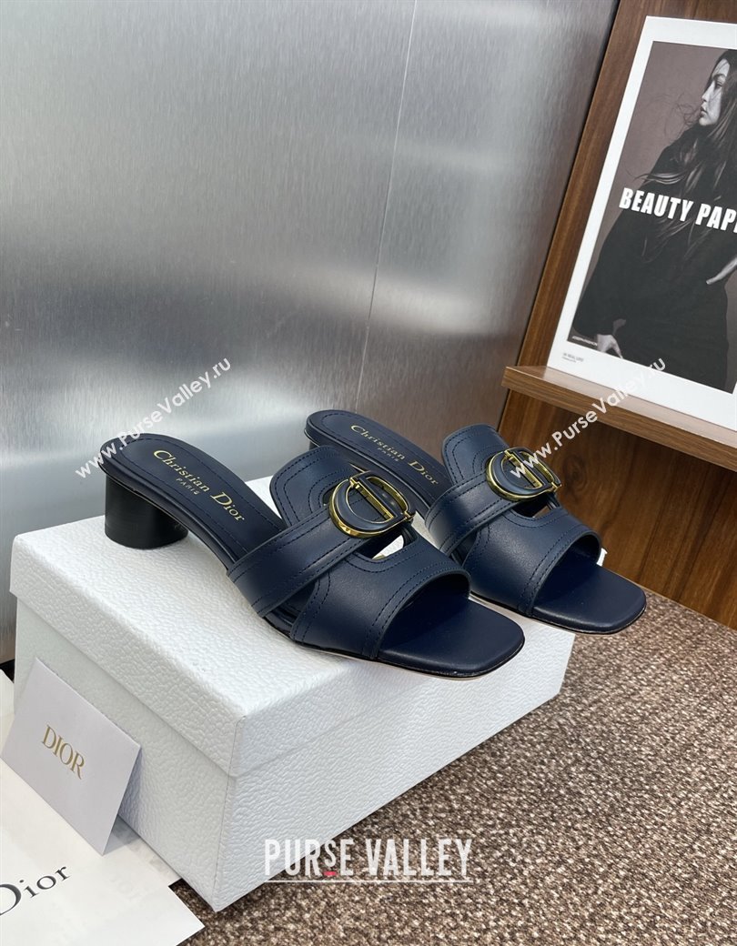 Dior 30 Montaigne Heel Slides Sandal 4.5cm in Calfskin Leather Deep Blue 2025 DR082205 (JC-250822096)