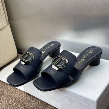 Dior 30 Montaigne Heel Slides Sandal 4.5cm in Calfskin Leather Deep Blue 2025 DR082205 (JC-250822096)