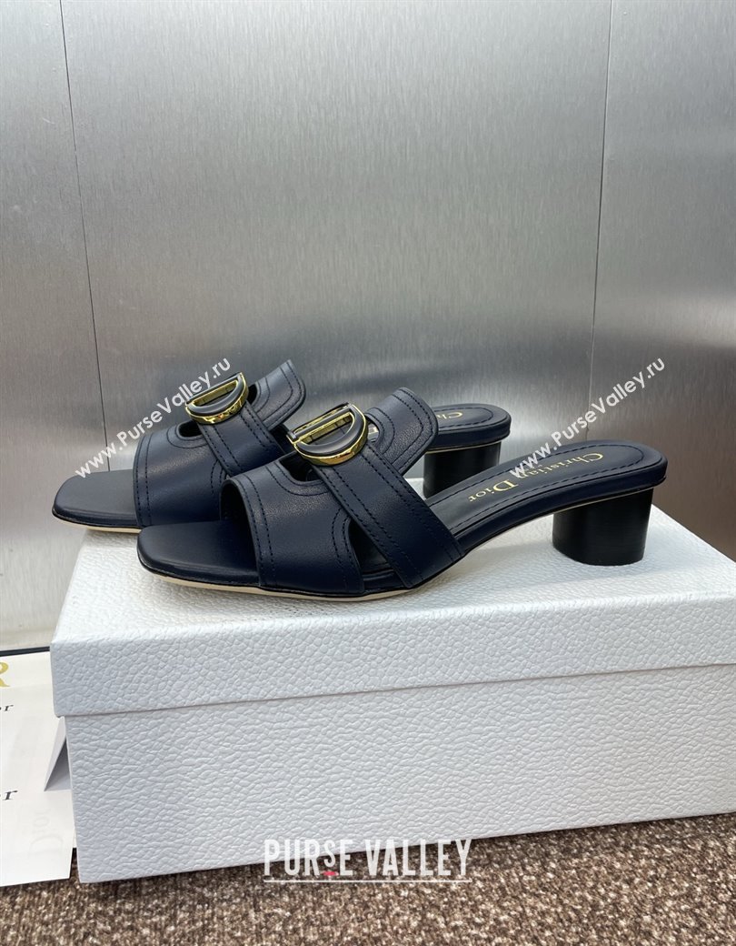 Dior 30 Montaigne Heel Slides Sandal 4.5cm in Calfskin Leather Deep Blue 2025 DR082205 (JC-250822096)