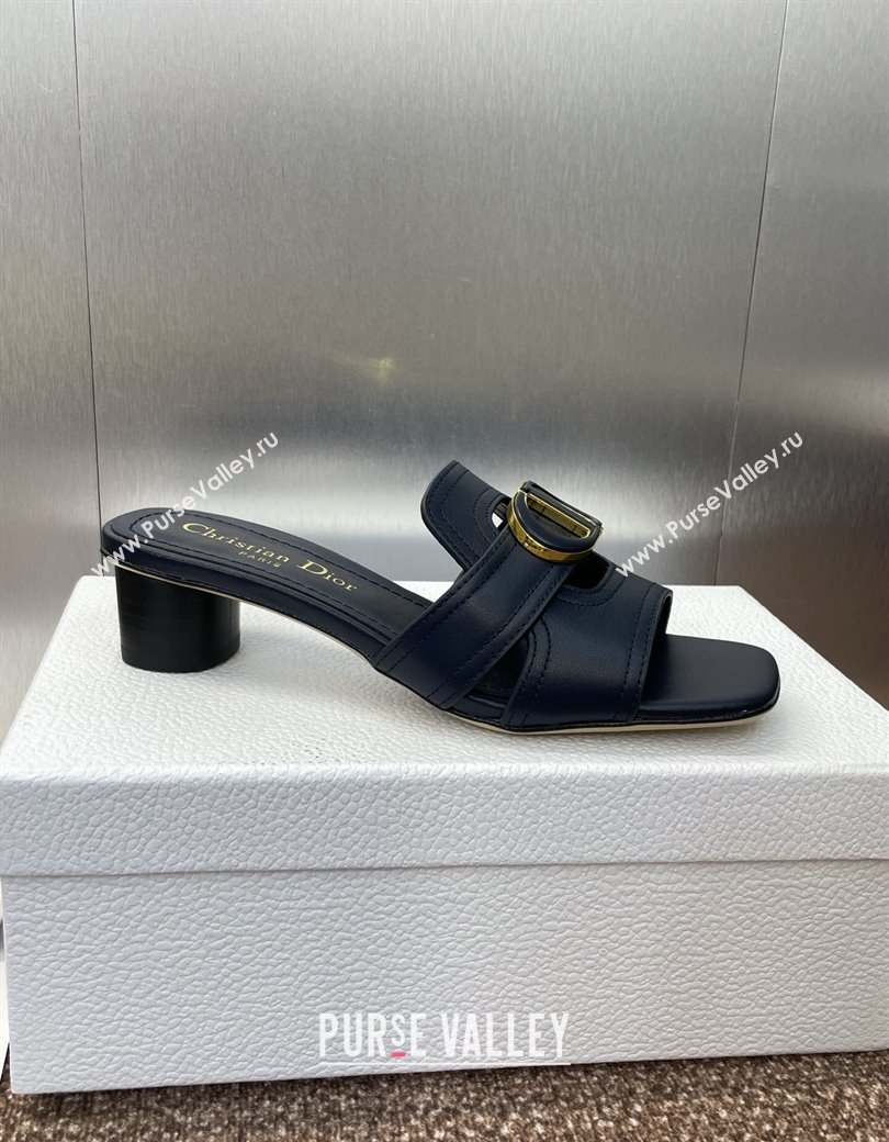 Dior 30 Montaigne Heel Slides Sandal 4.5cm in Calfskin Leather Deep Blue 2025 DR082205 (JC-250822096)