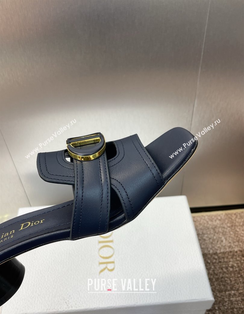 Dior 30 Montaigne Heel Slides Sandal 4.5cm in Calfskin Leather Deep Blue 2025 DR082205 (JC-250822096)