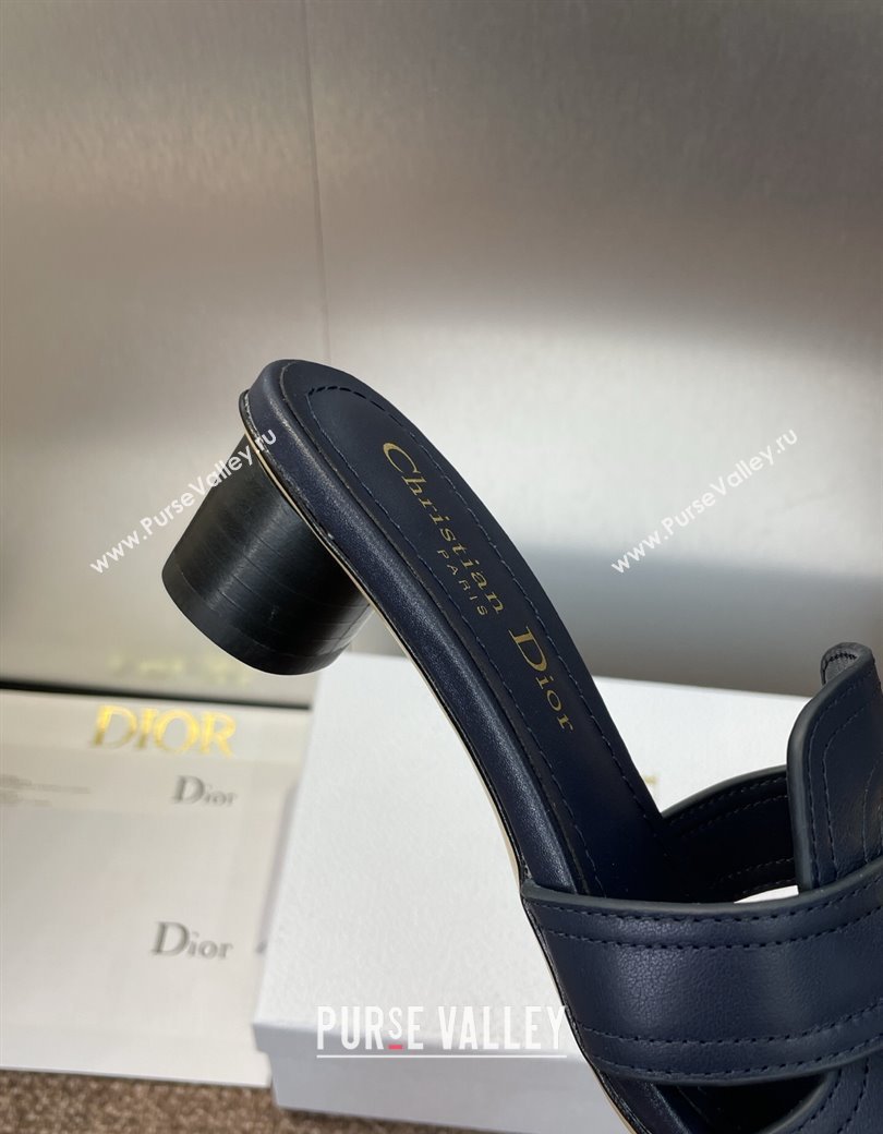 Dior 30 Montaigne Heel Slides Sandal 4.5cm in Calfskin Leather Deep Blue 2025 DR082205 (JC-250822096)