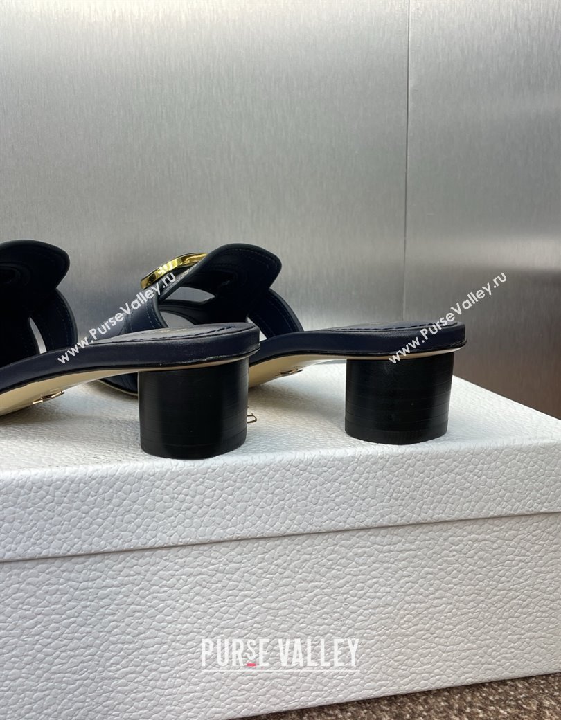 Dior 30 Montaigne Heel Slides Sandal 4.5cm in Calfskin Leather Deep Blue 2025 DR082205 (JC-250822096)