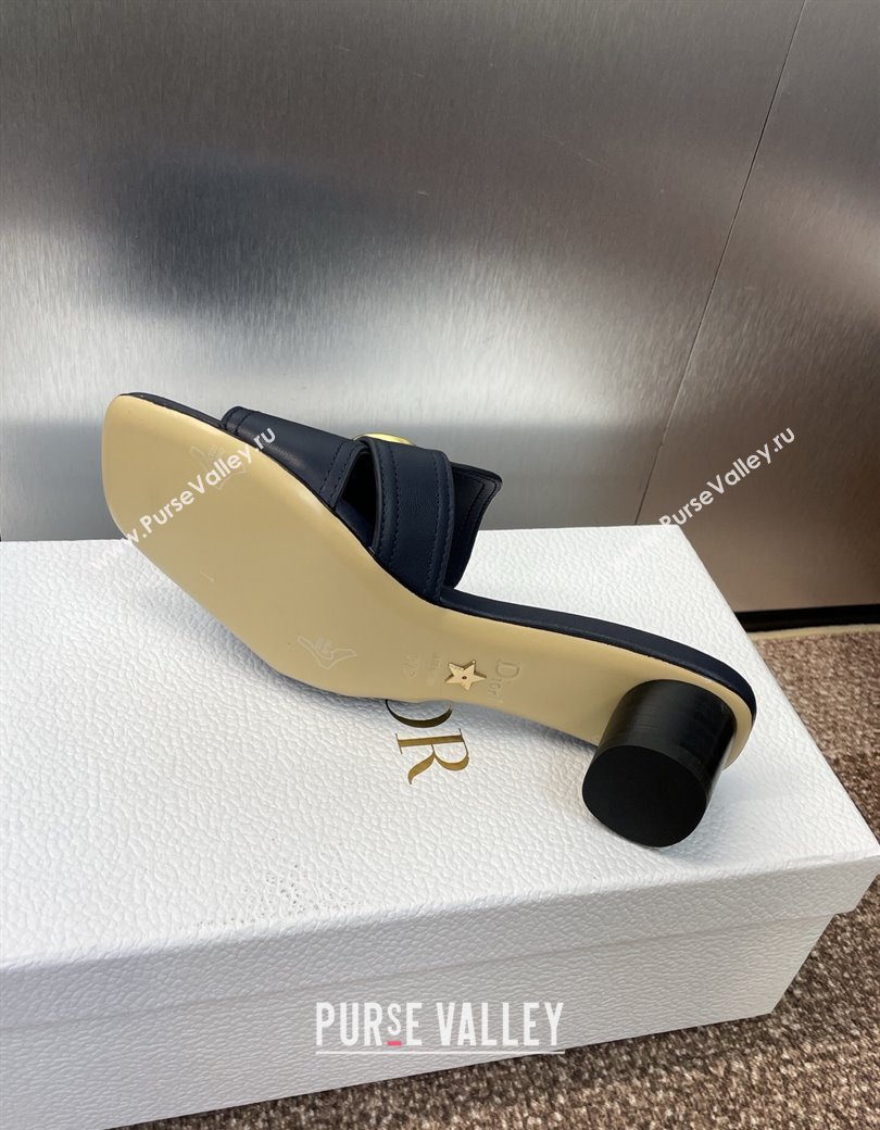 Dior 30 Montaigne Heel Slides Sandal 4.5cm in Calfskin Leather Deep Blue 2025 DR082205 (JC-250822096)