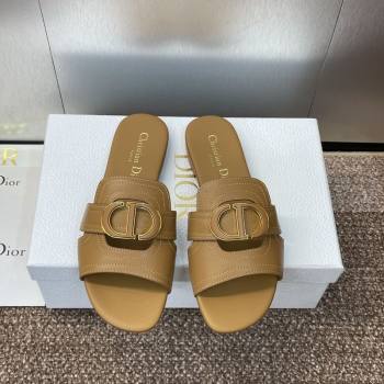 Dior 30 Montaigne Flat Slides Sandal in Calfskin Leather Light Brown 2025 DR082205 (JC-250822097)