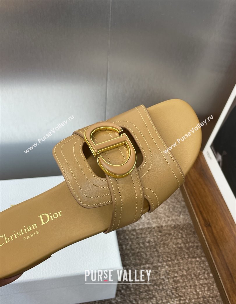Dior 30 Montaigne Flat Slides Sandal in Calfskin Leather Light Brown 2025 DR082205 (JC-250822097)
