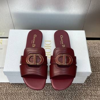 Dior 30 Montaigne Flat Slides Sandal in Calfskin Leather Burgundy 2025 DR082205 (JC-250822098)