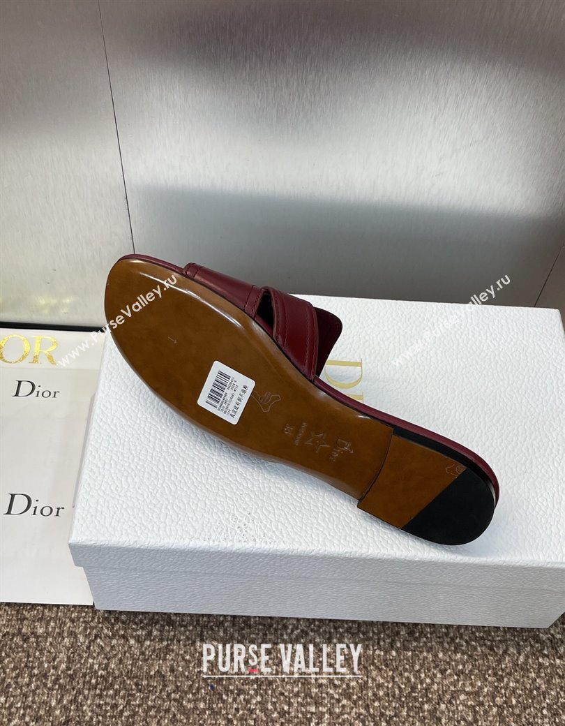 Dior 30 Montaigne Flat Slides Sandal in Calfskin Leather Burgundy 2025 DR082205 (JC-250822098)