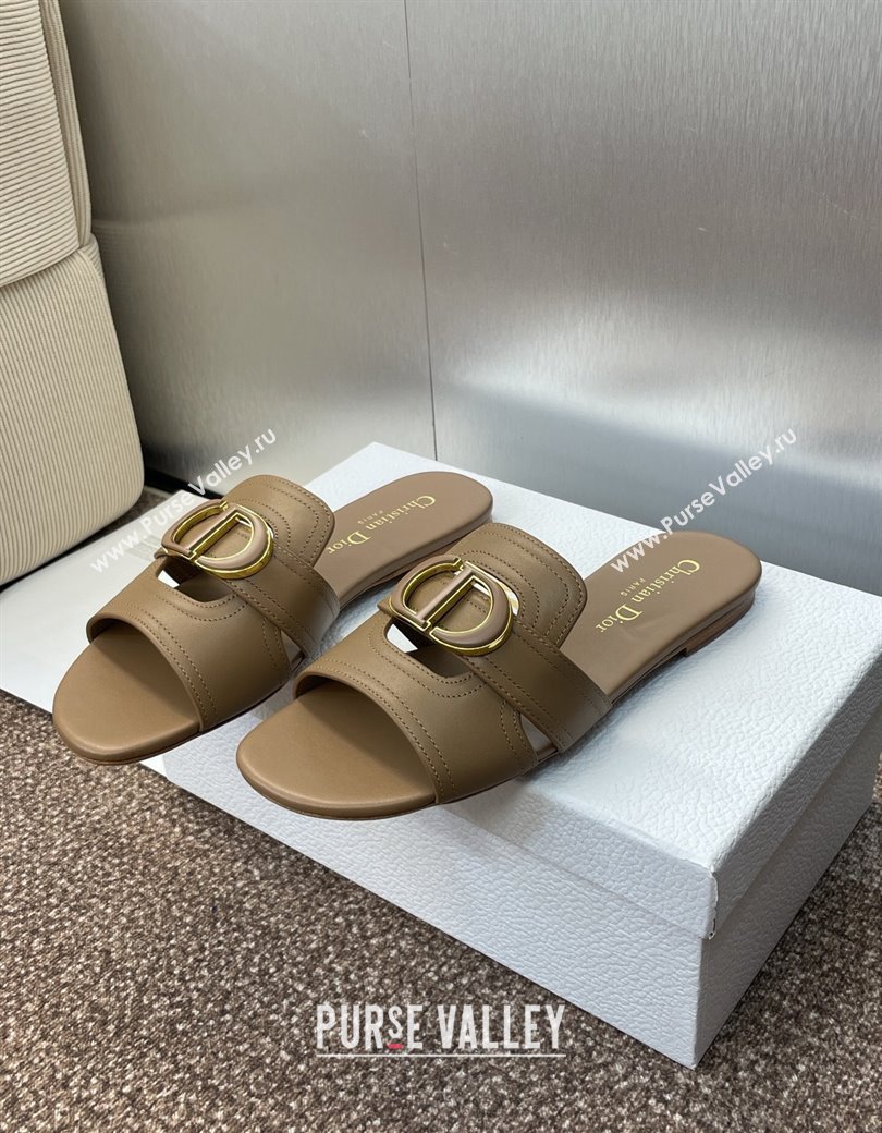 Dior 30 Montaigne Flat Slides Sandal in Calfskin Leather Beige 2025 DR082205 (JC-250822099)