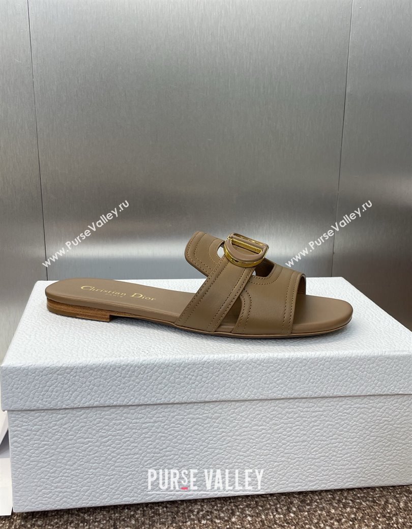 Dior 30 Montaigne Flat Slides Sandal in Calfskin Leather Beige 2025 DR082205 (JC-250822099)