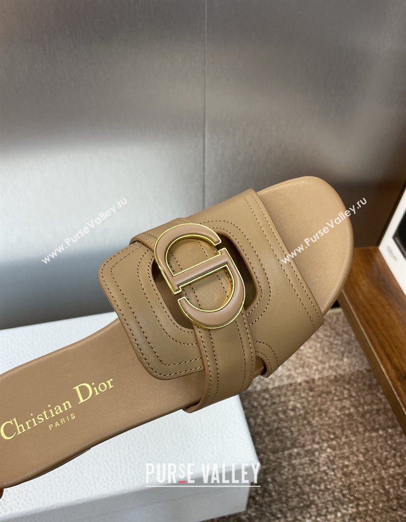 Dior 30 Montaigne Flat Slides Sandal in Calfskin Leather Beige 2025 DR082205 (JC-250822099)
