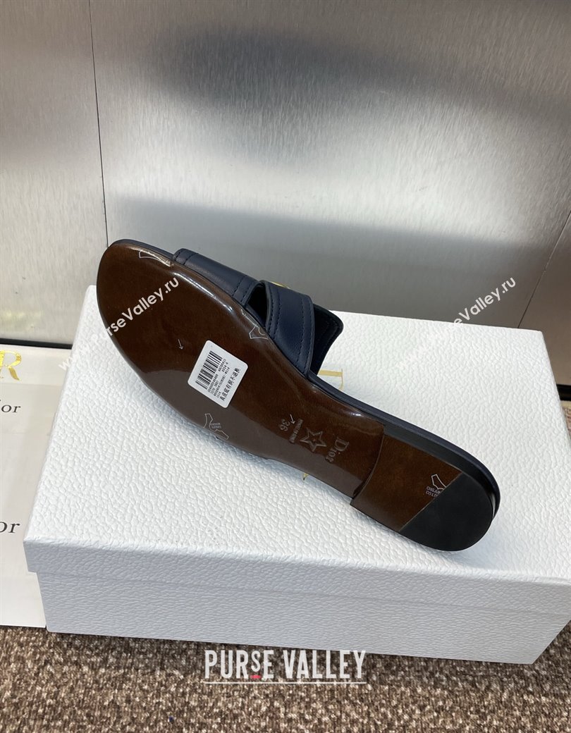 Dior 30 Montaigne Flat Slides Sandal in Calfskin Leather Deep Blue 2025 DR082205 (JC-250822100)