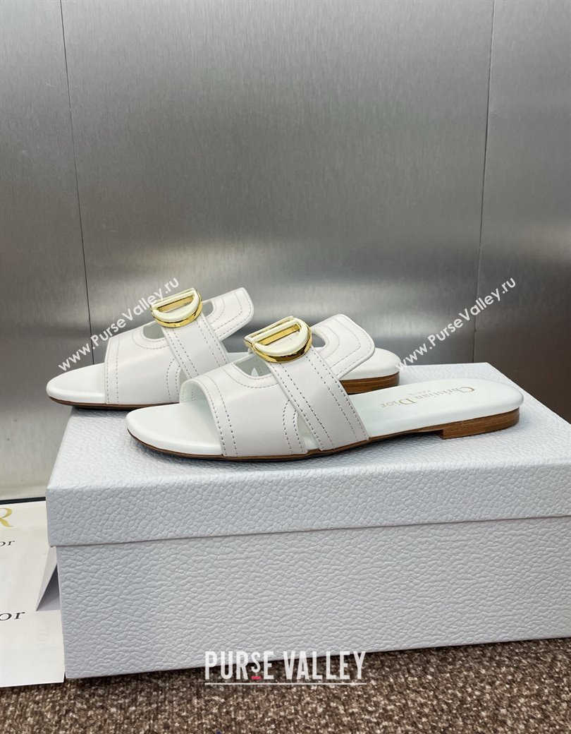 Dior 30 Montaigne Flat Slides Sandal in Calfskin Leather White 2025 DR082205 (JC-250822101)