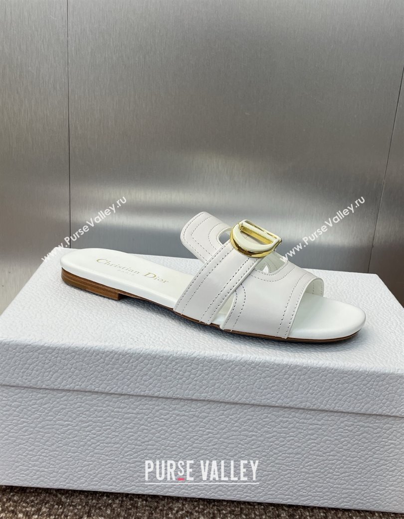 Dior 30 Montaigne Flat Slides Sandal in Calfskin Leather White 2025 DR082205 (JC-250822101)