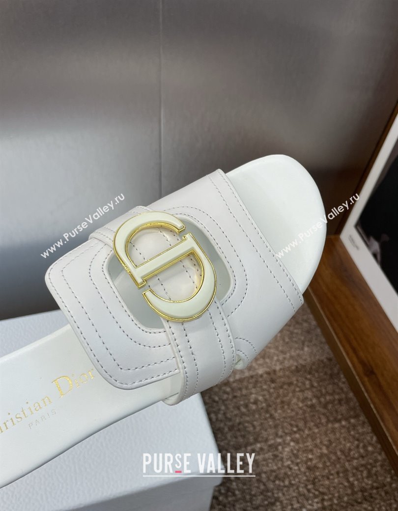 Dior 30 Montaigne Flat Slides Sandal in Calfskin Leather White 2025 DR082205 (JC-250822101)