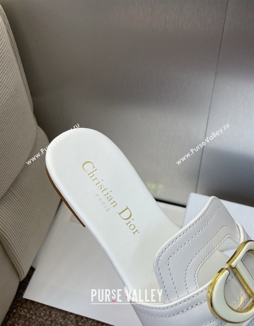 Dior 30 Montaigne Flat Slides Sandal in Calfskin Leather White 2025 DR082205 (JC-250822101)