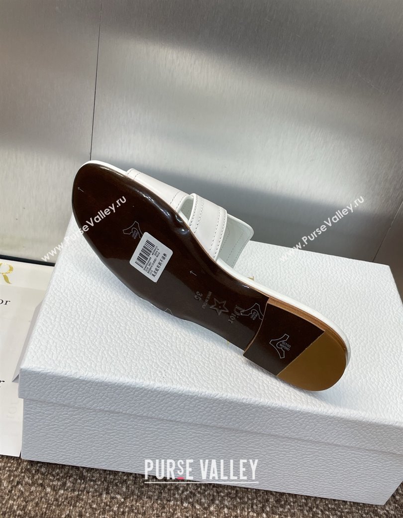 Dior 30 Montaigne Flat Slides Sandal in Calfskin Leather White 2025 DR082205 (JC-250822101)