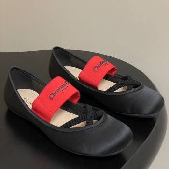 Dior Shade Ballet Flats in Satin with Elastic Straps Black 2025 0822 (MD-250822006)