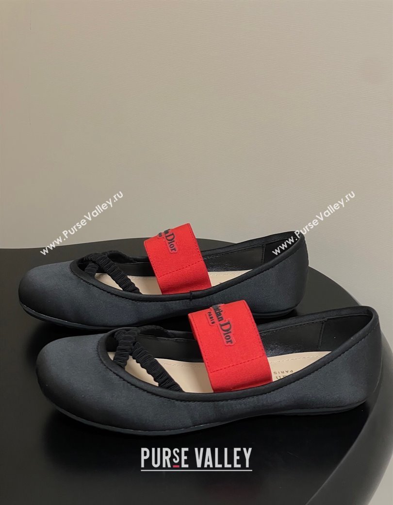 Dior Shade Ballet Flats in Satin with Elastic Straps Black 2025 0822 (MD-250822006)