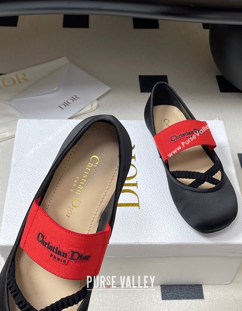 Dior Shade Ballet Flats in Satin with Elastic Straps Black 2025 0822 (MD-250822006)