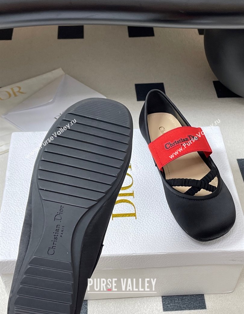 Dior Shade Ballet Flats in Satin with Elastic Straps Black 2025 0822 (MD-250822006)