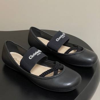 Dior Shade Ballet Flats in Lambskin with Elastic Straps Black 2025 0822 (MD-250822007)