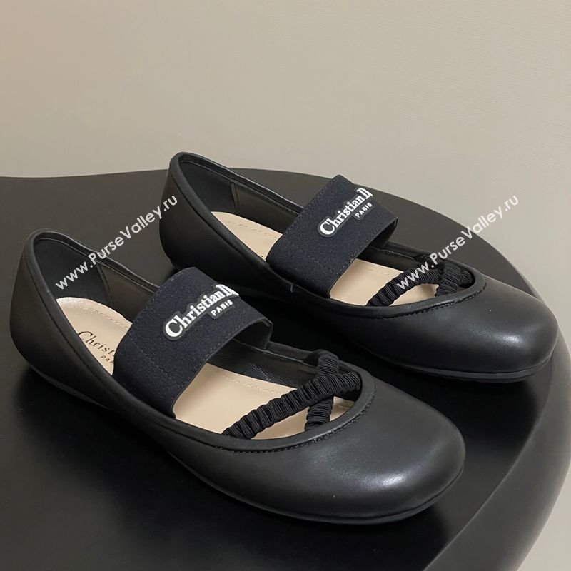 Dior Shade Ballet Flats in Lambskin with Elastic Straps Black 2025 0822 (MD-250822007)