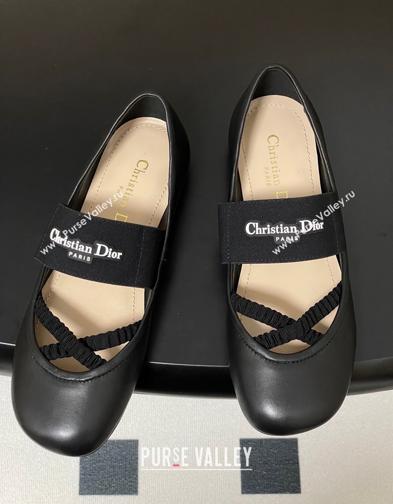 Dior Shade Ballet Flats in Lambskin with Elastic Straps Black 2025 0822 (MD-250822007)