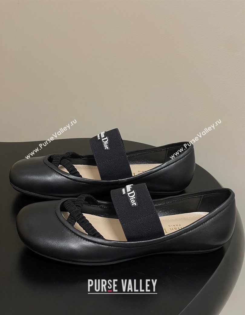Dior Shade Ballet Flats in Lambskin with Elastic Straps Black 2025 0822 (MD-250822007)