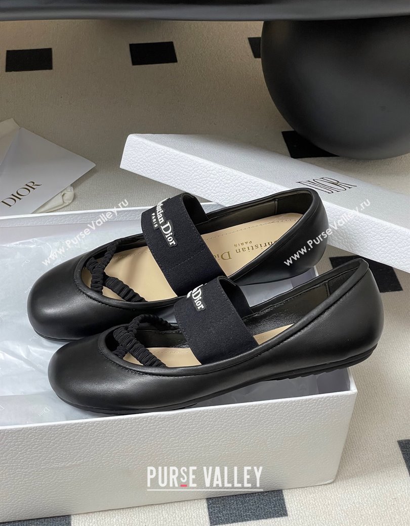 Dior Shade Ballet Flats in Lambskin with Elastic Straps Black 2025 0822 (MD-250822007)