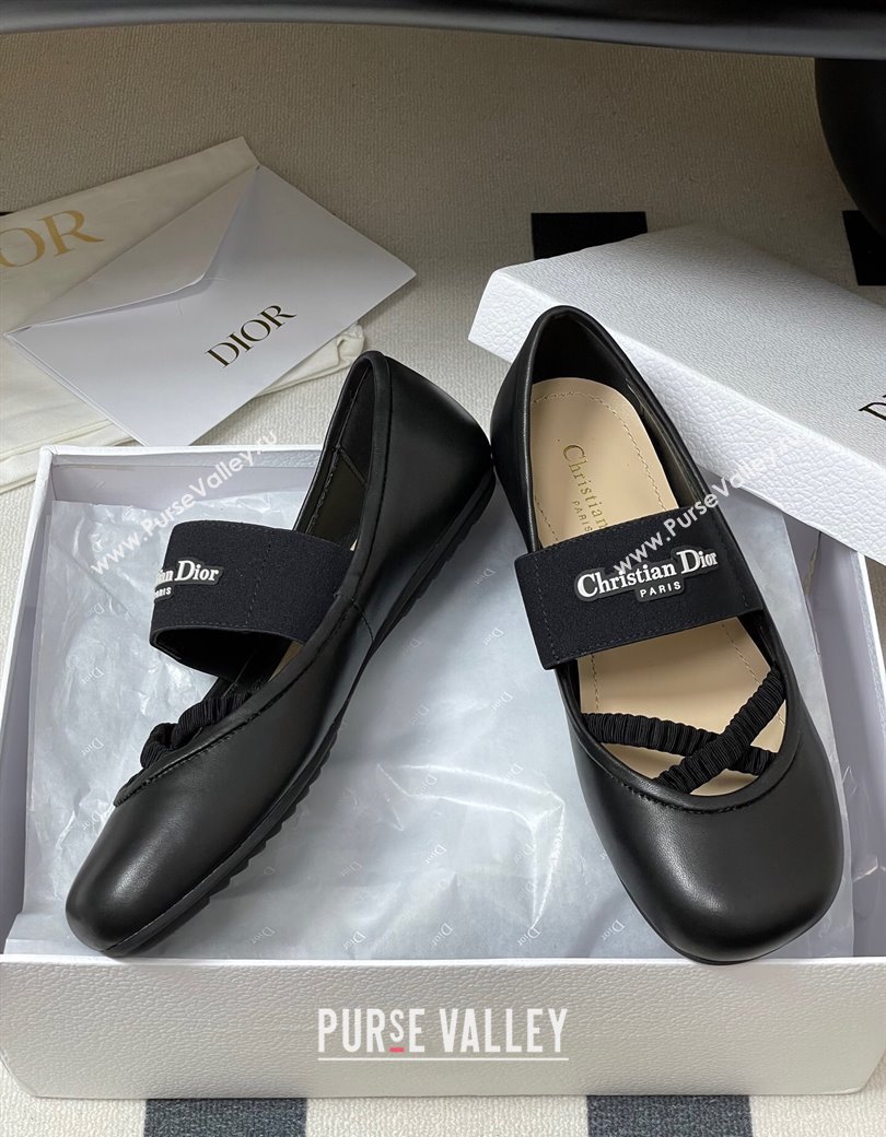 Dior Shade Ballet Flats in Lambskin with Elastic Straps Black 2025 0822 (MD-250822007)