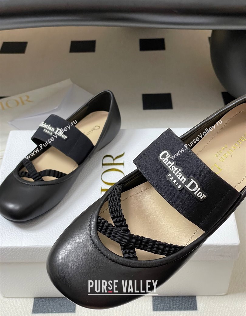 Dior Shade Ballet Flats in Lambskin with Elastic Straps Black 2025 0822 (MD-250822007)