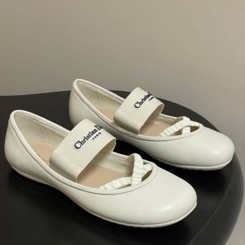 Dior Shade Ballet Flats in Lambskin with Elastic Straps White 2025 0822 (MD-250822008)