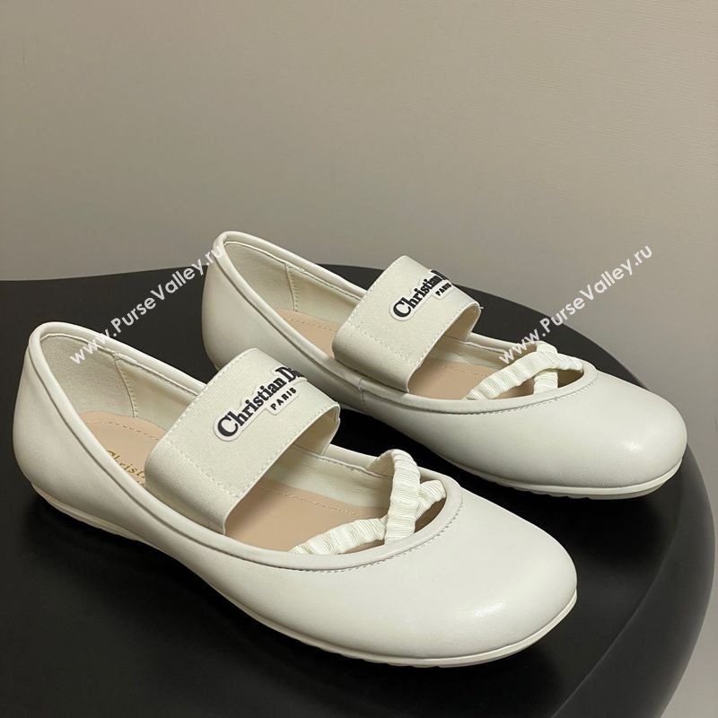 Dior Shade Ballet Flats in Lambskin with Elastic Straps White 2025 0822 (MD-250822008)