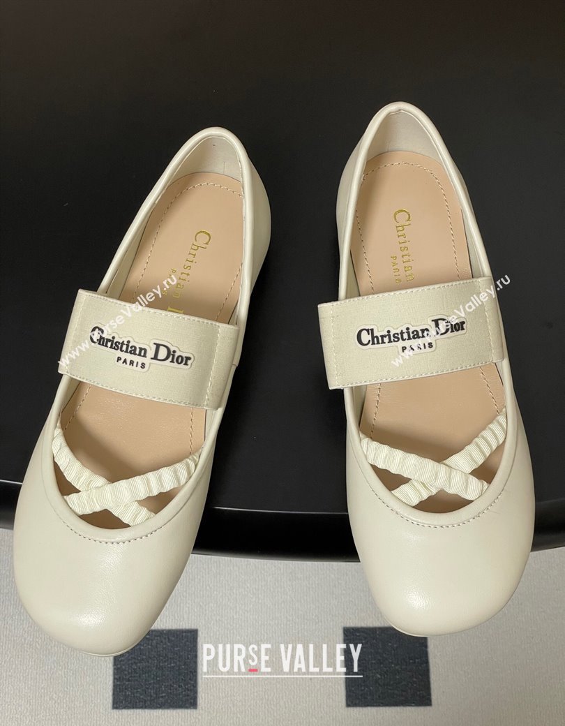 Dior Shade Ballet Flats in Lambskin with Elastic Straps White 2025 0822 (MD-250822008)