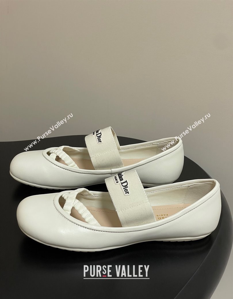 Dior Shade Ballet Flats in Lambskin with Elastic Straps White 2025 0822 (MD-250822008)