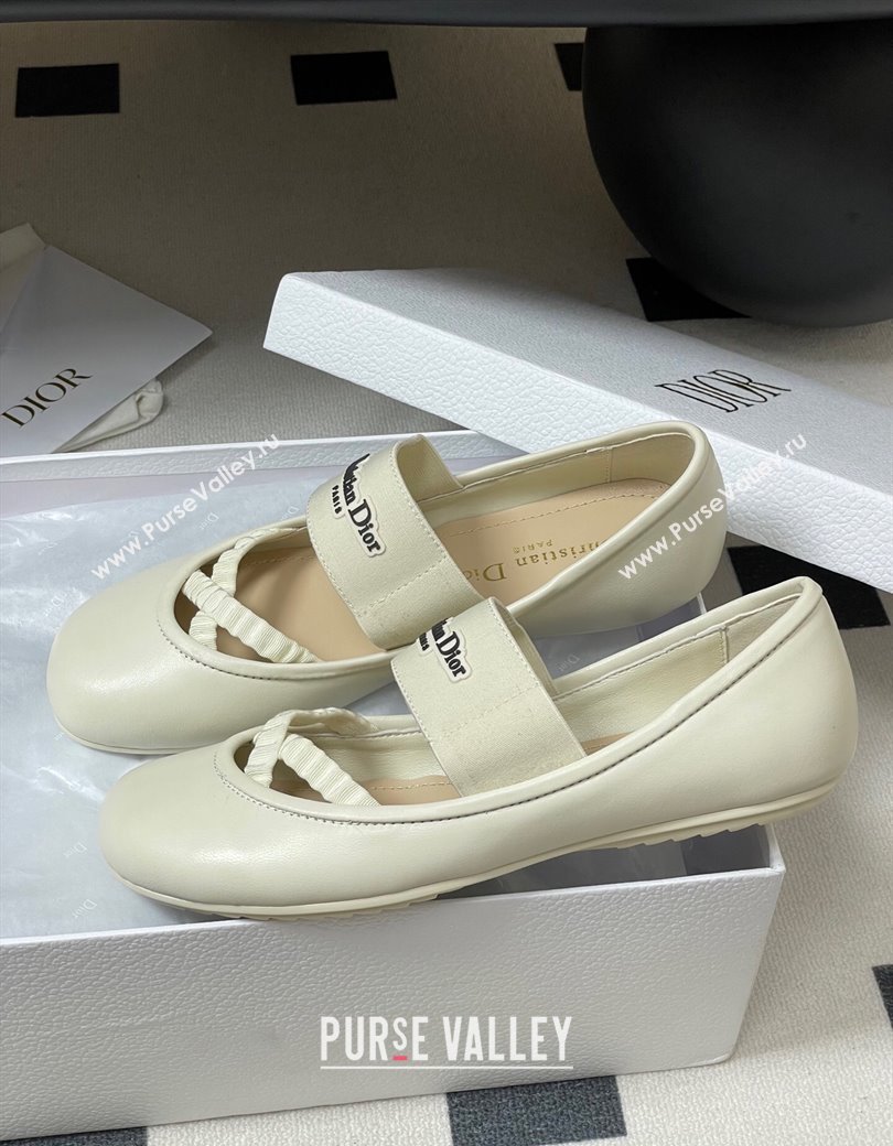 Dior Shade Ballet Flats in Lambskin with Elastic Straps White 2025 0822 (MD-250822008)