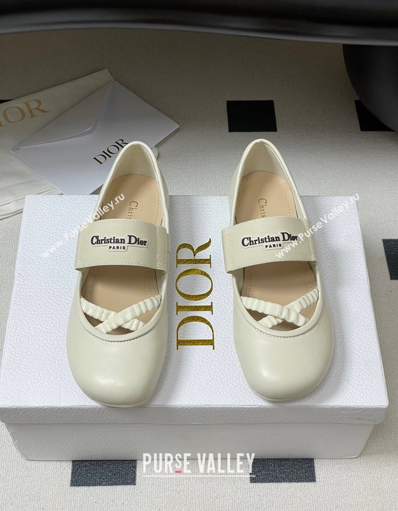 Dior Shade Ballet Flats in Lambskin with Elastic Straps White 2025 0822 (MD-250822008)
