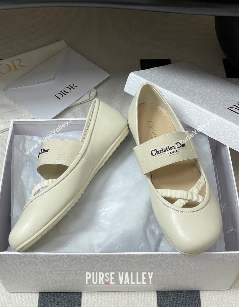 Dior Shade Ballet Flats in Lambskin with Elastic Straps White 2025 0822 (MD-250822008)