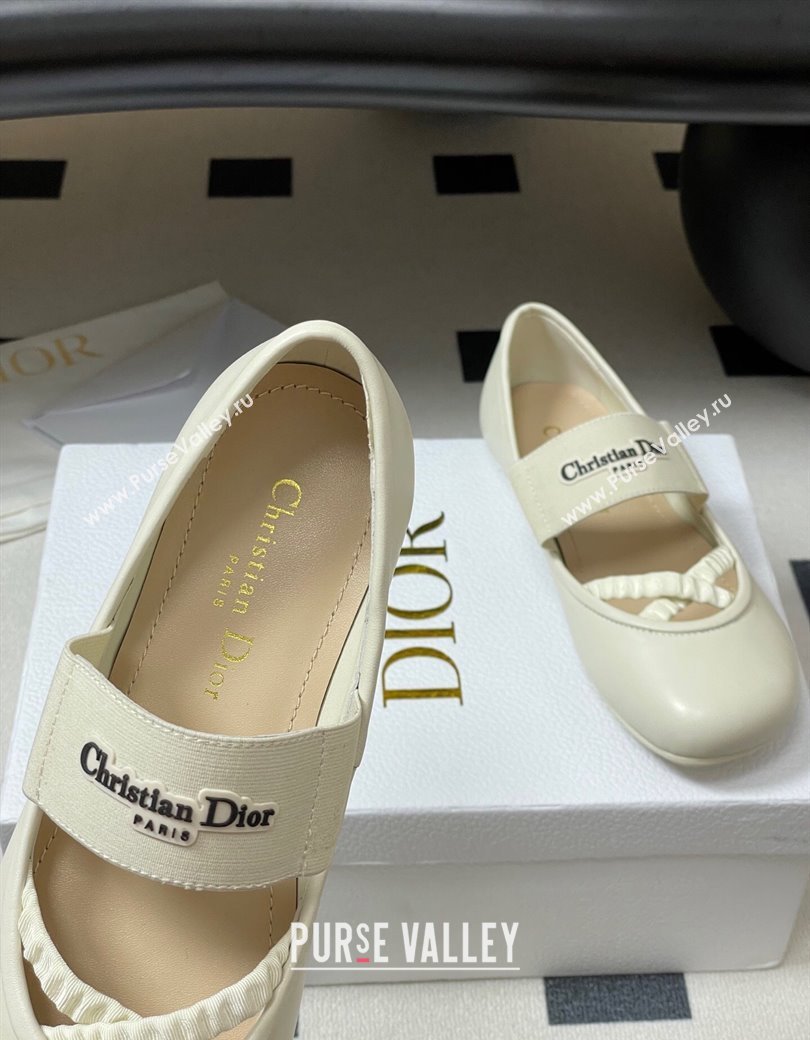 Dior Shade Ballet Flats in Lambskin with Elastic Straps White 2025 0822 (MD-250822008)