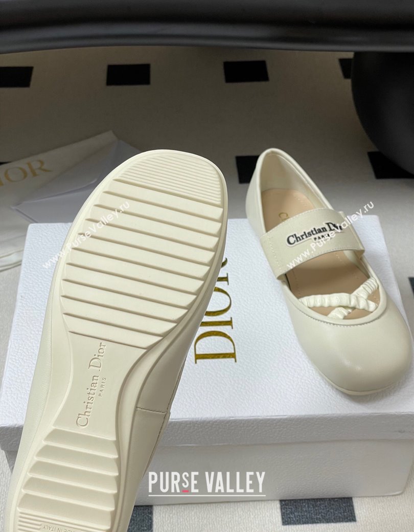 Dior Shade Ballet Flats in Lambskin with Elastic Straps White 2025 0822 (MD-250822008)