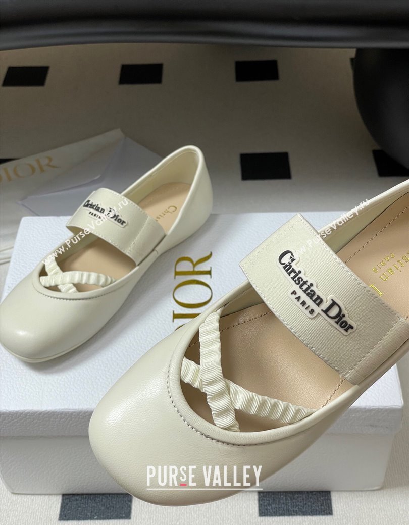 Dior Shade Ballet Flats in Lambskin with Elastic Straps White 2025 0822 (MD-250822008)