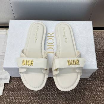 Dior Dioriviera Dioract Flat Slides Sandal in Lambskin and Rubber White 2025 (JC-250822037)