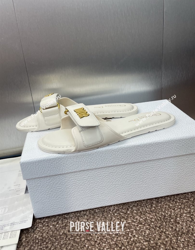 Dior Dioriviera Dioract Flat Slides Sandal in Lambskin and Rubber White 2025 (JC-250822037)