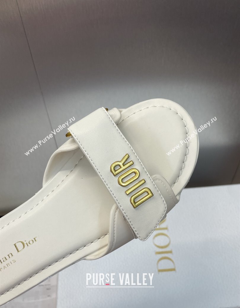 Dior Dioriviera Dioract Flat Slides Sandal in Lambskin and Rubber White 2025 (JC-250822037)