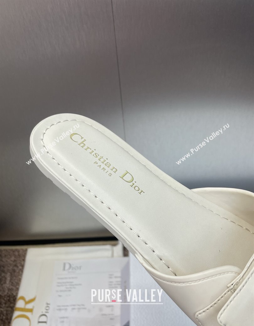 Dior Dioriviera Dioract Flat Slides Sandal in Lambskin and Rubber White 2025 (JC-250822037)