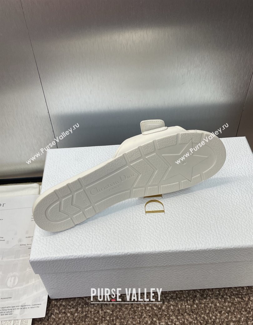 Dior Dioriviera Dioract Flat Slides Sandal in Lambskin and Rubber White 2025 (JC-250822037)