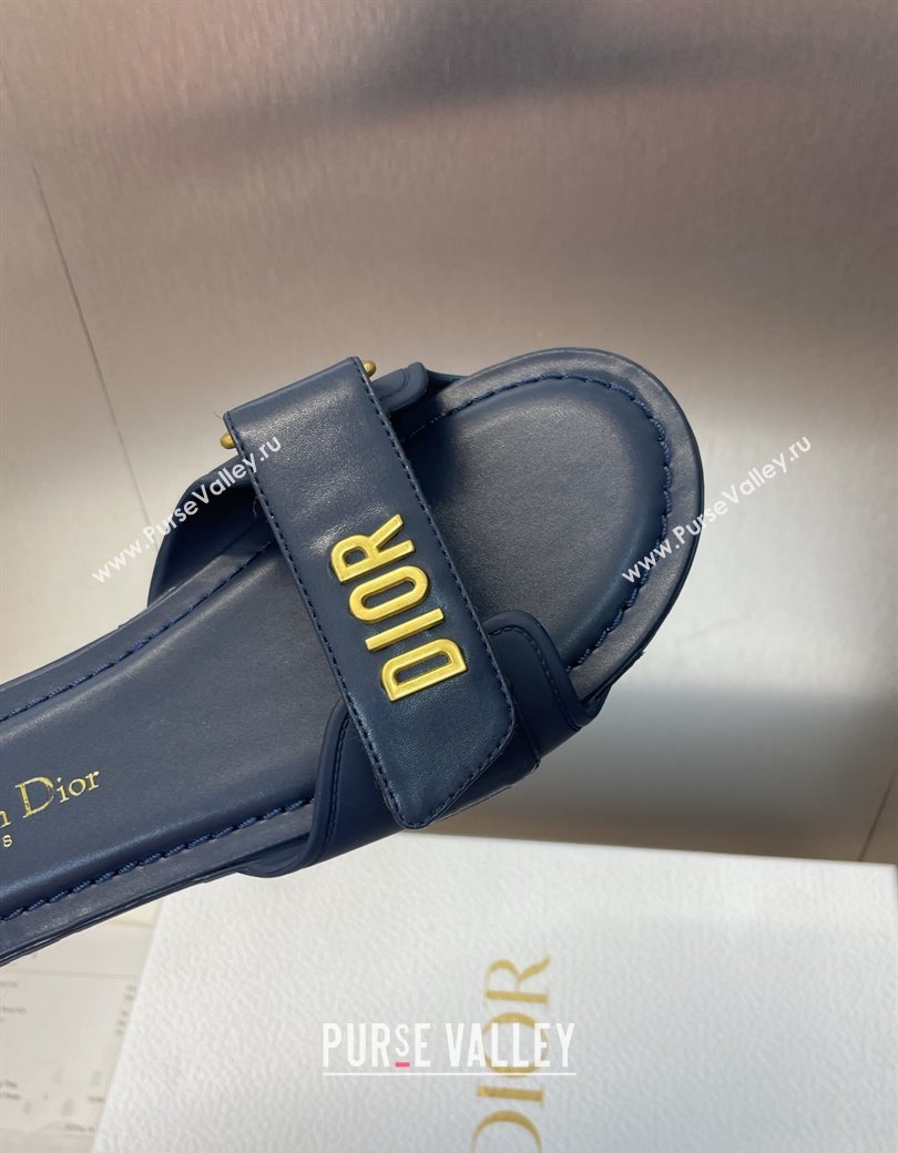 Dior Dioriviera Dioract Flat Slides Sandal in Lambskin and Rubber Deep Blue 2025 (JC-250822038)